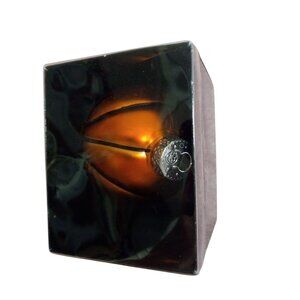 Basketball Ornament Christmas Decoration NEW Boxed Round Glass Ball Orange Black